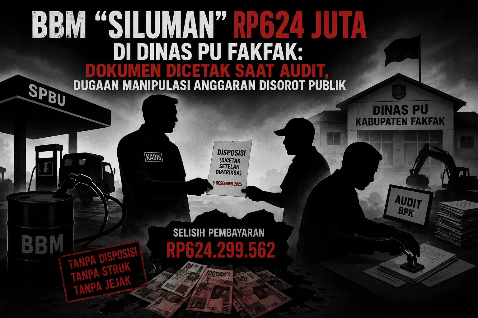 BBM “Siluman” Rp624 Juta di Dinas PUPR2KP Fakfak: Dokumen Dicetak Saat Audit, Dugaan Manipulasi Anggaran Kini Disorot Publik
